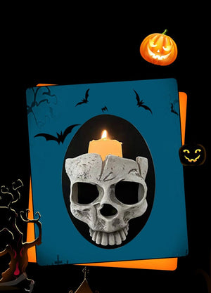 Halloween Skeleton Candle Holder Home Skeleton Candlestick Holder Resin Wall Hanging Ornament Desktop Pendant Living Room Decor acacuss