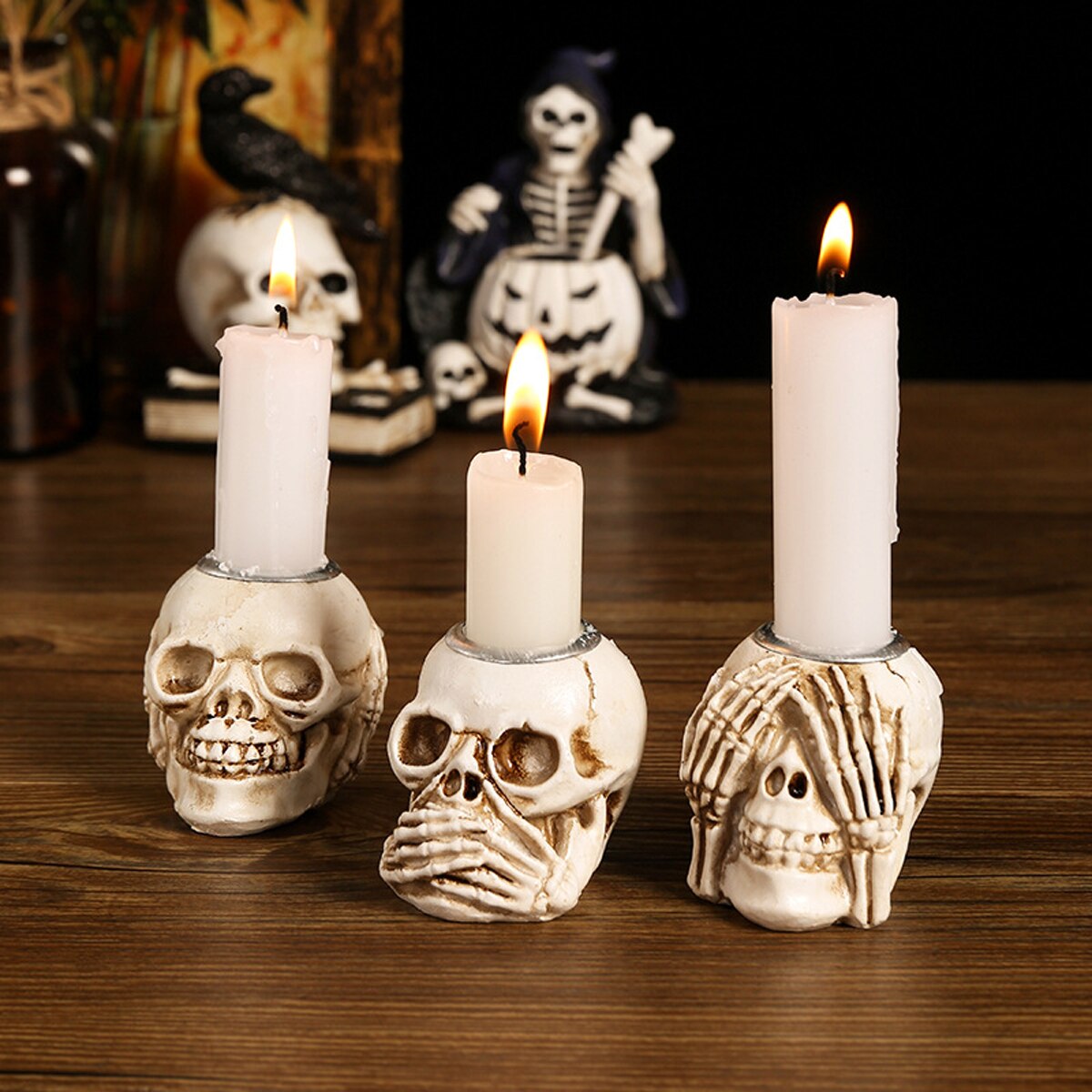Halloween Skull Head 2023 Skull Ghost Festival Desktop Decoration Halloween Happy Decoration Resin Decoration acacuss