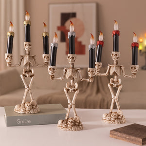 Halloween Skull Led Candle Light Ghost Hand Candlestick Battery LED Light Flameless Light Horror Props Halloween Party Bar Decor acacuss