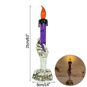 Halloween Skull Led Candle Light Ghost Hand Candlestick Battery LED Light Flameless Light Horror Props Halloween Party Bar Decor acacuss