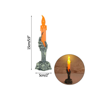 Halloween Skull Led Candle Light Ghost Hand Candlestick Battery LED Light Flameless Light Horror Props Halloween Party Bar Decor acacuss