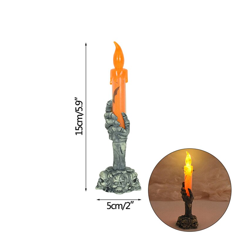 Halloween Skull Led Candle Light Ghost Hand Candlestick Battery LED Light Flameless Light Horror Props Halloween Party Bar Decor acacuss