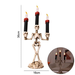 Halloween Skull Led Candle Light Ghost Hand Candlestick Battery LED Light Flameless Light Horror Props Halloween Party Bar Decor acacuss