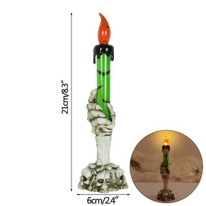 Halloween Skull Led Candle Light Ghost Hand Candlestick Battery LED Light Flameless Light Horror Props Halloween Party Bar Decor acacuss