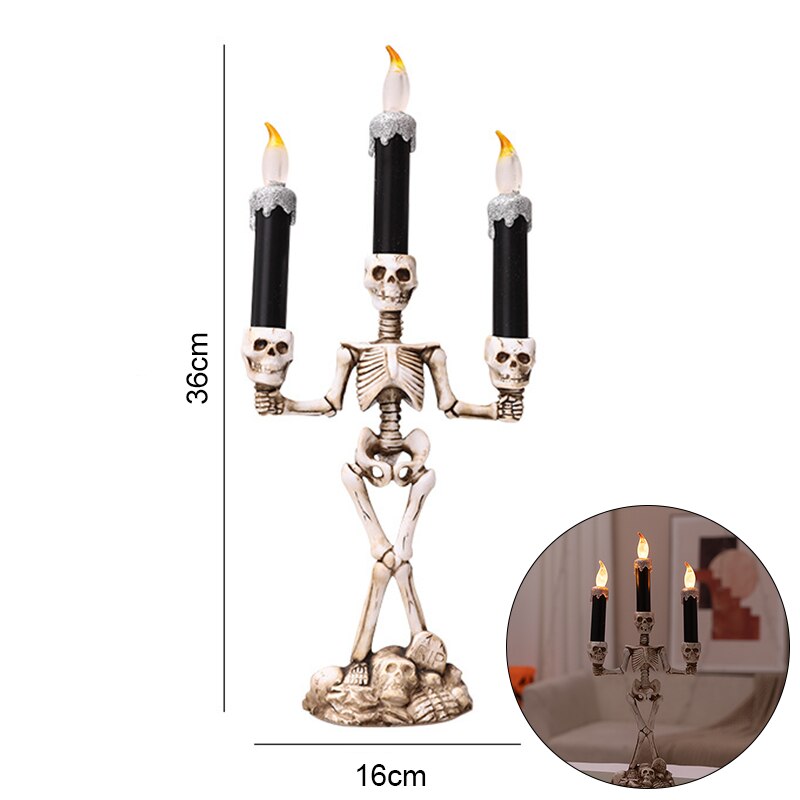 Halloween Skull Led Candle Light Ghost Hand Candlestick Battery LED Light Flameless Light Horror Props Halloween Party Bar Decor acacuss