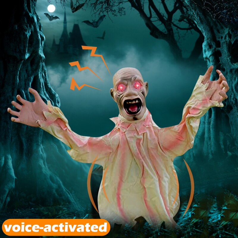 Halloween Swing Ghost Sound Control Decoration Ground Plug-in Ghost Horror Props Halloween Outdoor Garden Haunted House Decor acacuss