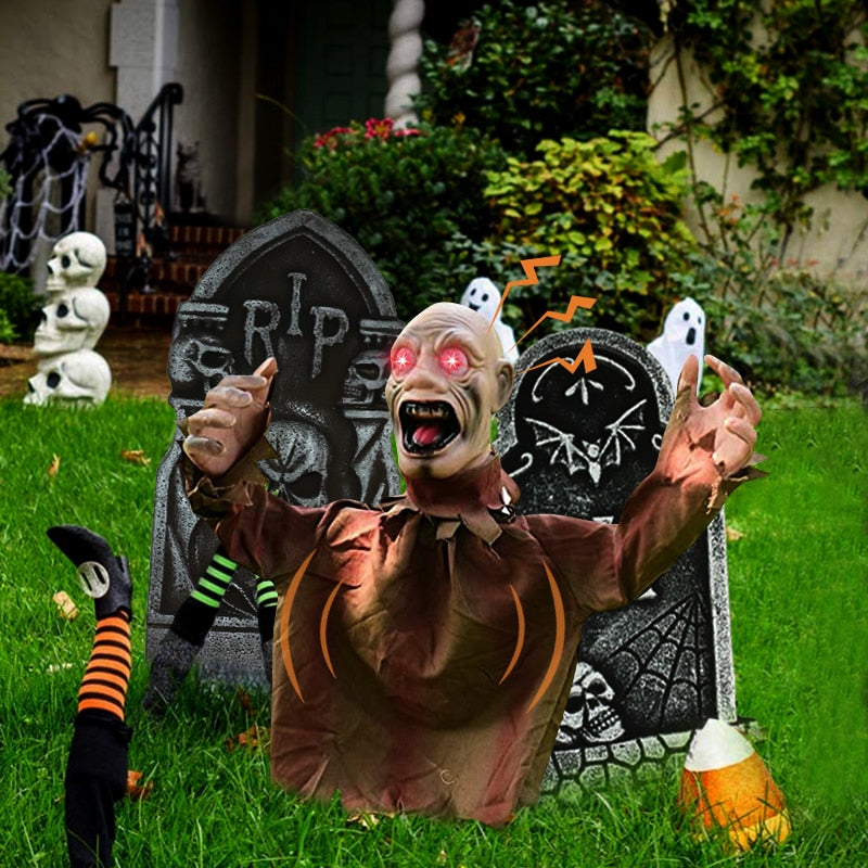 Halloween Swing Ghost Sound Control Decoration Ground Plug-in Ghost Horror Props Halloween Outdoor Garden Haunted House Decor acacuss