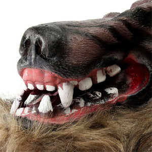 Halloween Terror Decor Latex Rubber Wolf Head Hair Mask Werewolf Gloves Costume Party Scary Decor acacuss