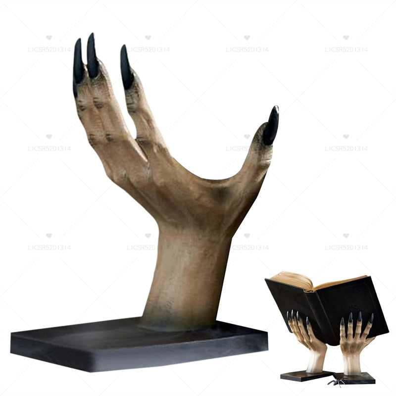 Halloween Witch Book Stand Halloween Resin Statue Witch Hand Bookends Halloween Party Table Decoration Witch Hands Book Holder acacuss