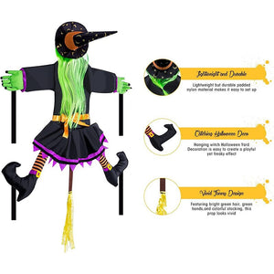 2023 New Halloween Witch Doll Courtyard Witch Crashing Into Tree Halloween Decoration Toys Funny Door Porch Tree Decors acacuss