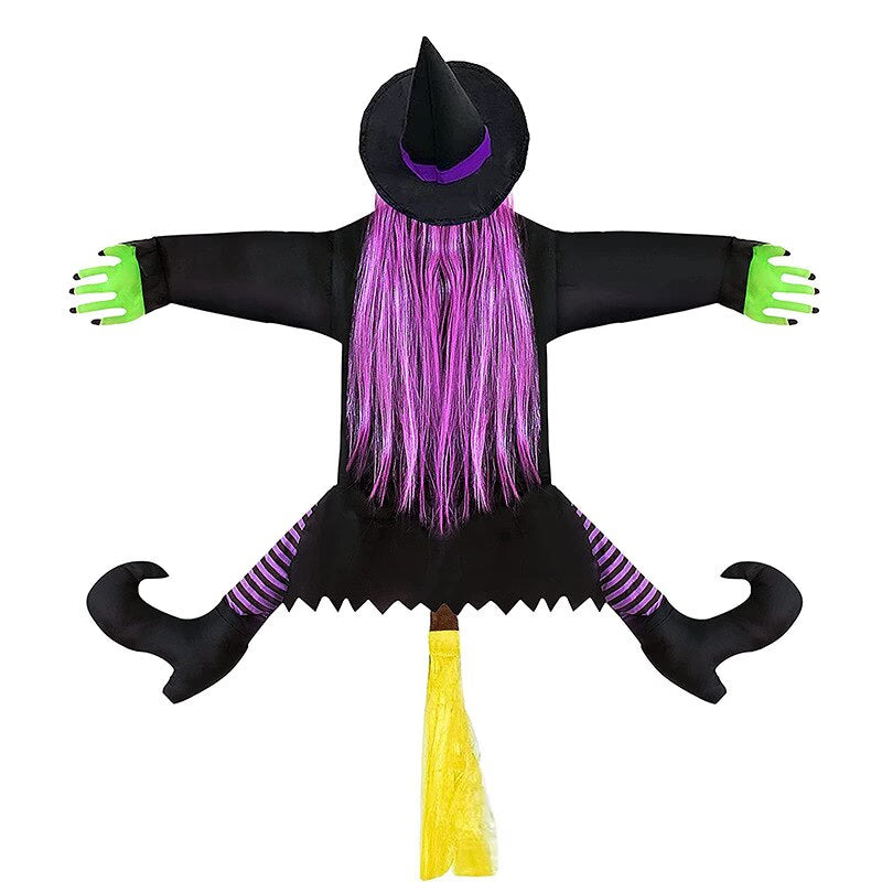 2023 New Halloween Witch Doll Courtyard Witch Crashing Into Tree Halloween Decoration Toys Funny Door Porch Tree Decors acacuss