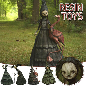 Halloween Witch Figurine Statue Resin Creepy Witch Sculptures Garden Decoration for Home Patio Yard Lawn Porch Garden Decoration acacuss