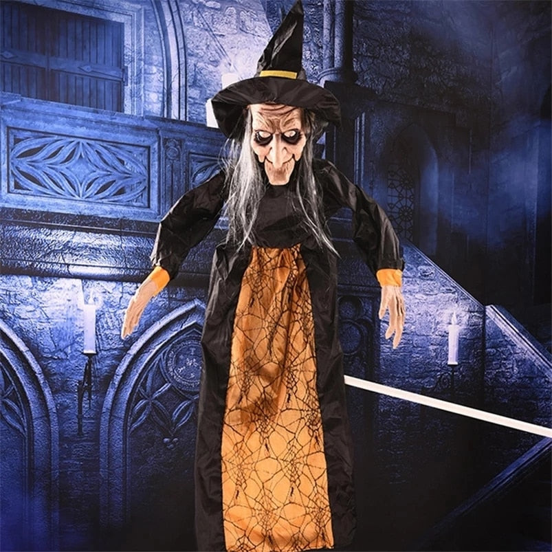 Halloween Witch Ghost Decor Horror Pendant Glowing Prank Props Electric Toys Haunted House Bar Club Home Festival Decoration acacuss
