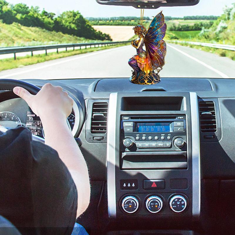Halloween Witch Pendant for Car Decor Hangable Acrylic Pendant Car Decorative Witch Charm for Rearview Mirror Door Window acacuss