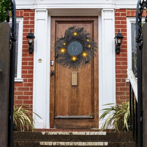 Halloween Wreath For Front Door Illuminated Christmas Garland Black Bat Rattan Wreath Halloween Decorations For Home Party Props acacuss