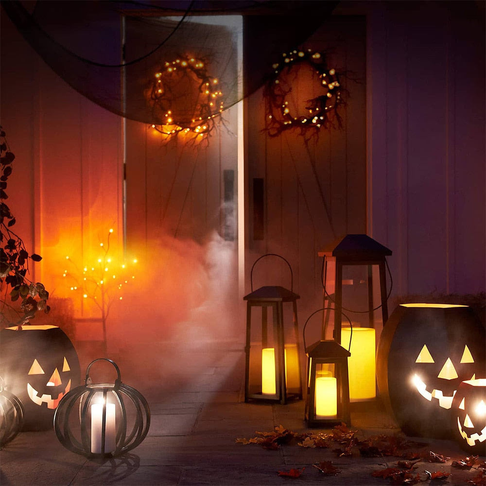 Halloween Wreath Simulation Black Branch Wreaths With Red LED Light 42CM Wreaths For Doors Flower Garland Halloween Decoration acacuss
