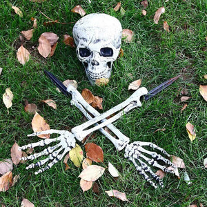 Halloween skeleton skull simulation skeleton hand bone garden lawn decoration haunted house horror Halloween Home Decoration2023 acacuss