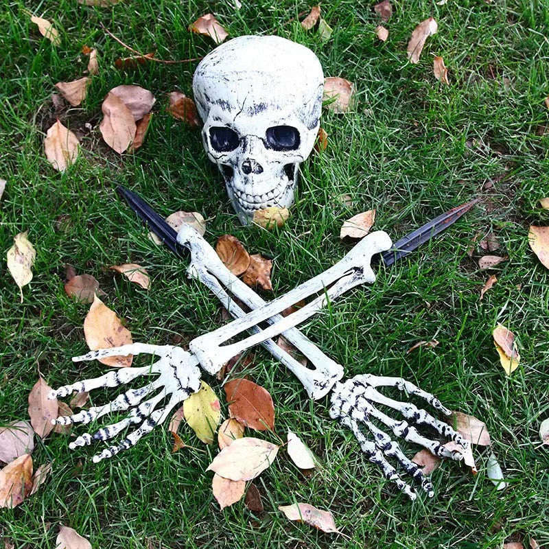 Halloween skeleton skull simulation skeleton hand bone garden lawn decoration haunted house horror Halloween Home Decoration2023 acacuss