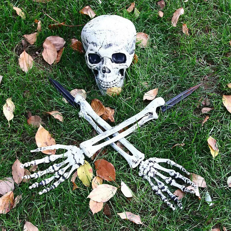 Halloween skeleton skull simulation skeleton hand bone garden lawn decoration haunted house horror Halloween Home Decoration2023 acacuss