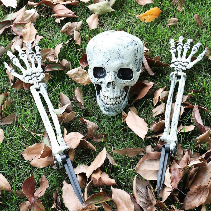 Halloween skeleton skull simulation skeleton hand bone garden lawn decoration haunted house horror Halloween Home Decoration2023 acacuss