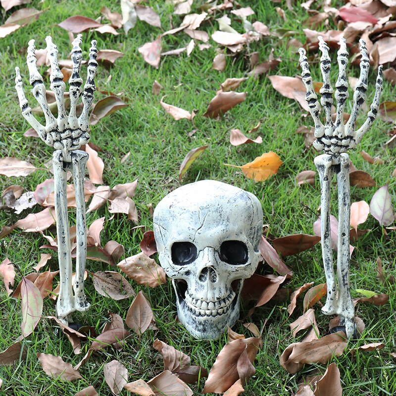 Halloween skeleton skull simulation skeleton hand bone garden lawn decoration haunted house horror Halloween Home Decoration2023 acacuss