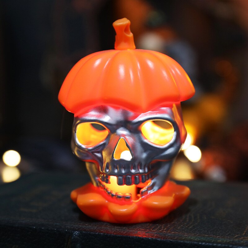Halloween skulls electronic candles Halloween party decorations horror props outdoor garden bar haunted house decorations glow acacuss