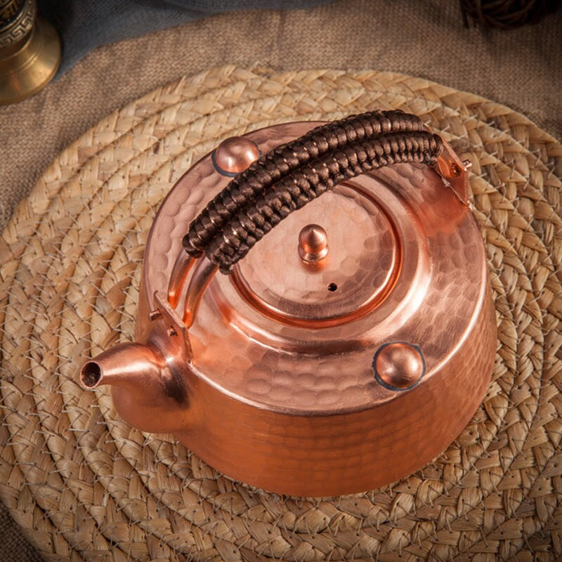 Handmade Vintage Unique  Copper Teapot Pure Copper tea kettle Teapot Solid Copper Tea pot Kettle Stovetop Teapot, 0.8Quarts - ACACUSS
