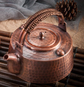 Handmade Vintage Unique  Copper Teapot Pure Copper tea kettle Teapot Solid Copper Tea pot Kettle Stovetop Teapot, 0.8Quarts - ACACUSS