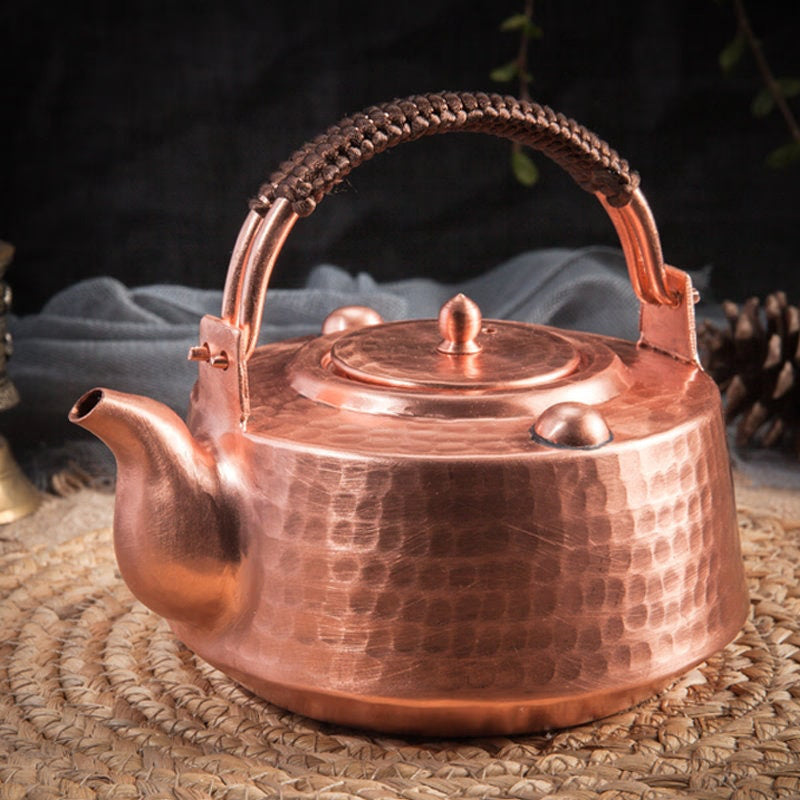 Handmade Vintage Unique  Copper Teapot Pure Copper tea kettle Teapot Solid Copper Tea pot Kettle Stovetop Teapot, 0.8Quarts - ACACUSS