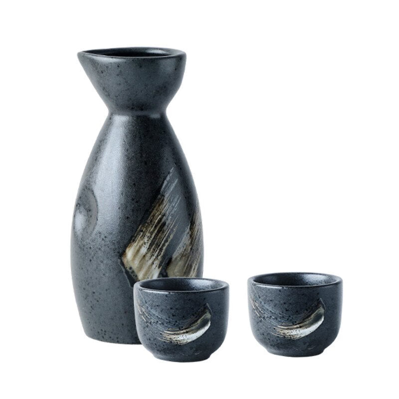 Hand-Painted Ceramic Sake Wine Set Frosted Hand-Feeling 35-170ml 1 Hip Flask 2/4 Cup Vodka Shochu Gift Bar Set Decanter acacuss