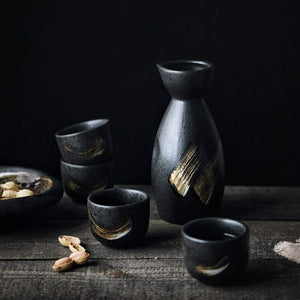 Hand-Painted Ceramic Sake Wine Set Frosted Hand-Feeling 35-170ml 1 Hip Flask 2/4 Cup Vodka Shochu Gift Bar Set Decanter acacuss