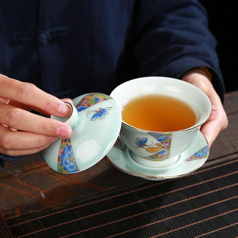 Hand Painted Gaiwan Tea Set Ceramics Kung Fu Teacup Tea Bowl Porcelain Teapot Tureen for Travel Teaware Drinkware Accessories acacuss