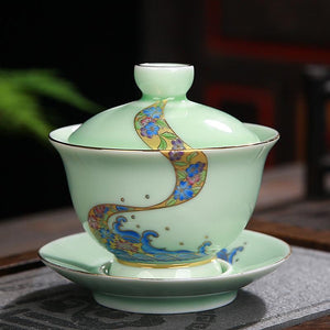 Hand Painted Gaiwan Tea Set Ceramics Kung Fu Teacup Tea Bowl Porcelain Teapot Tureen for Travel Teaware Drinkware Accessories acacuss