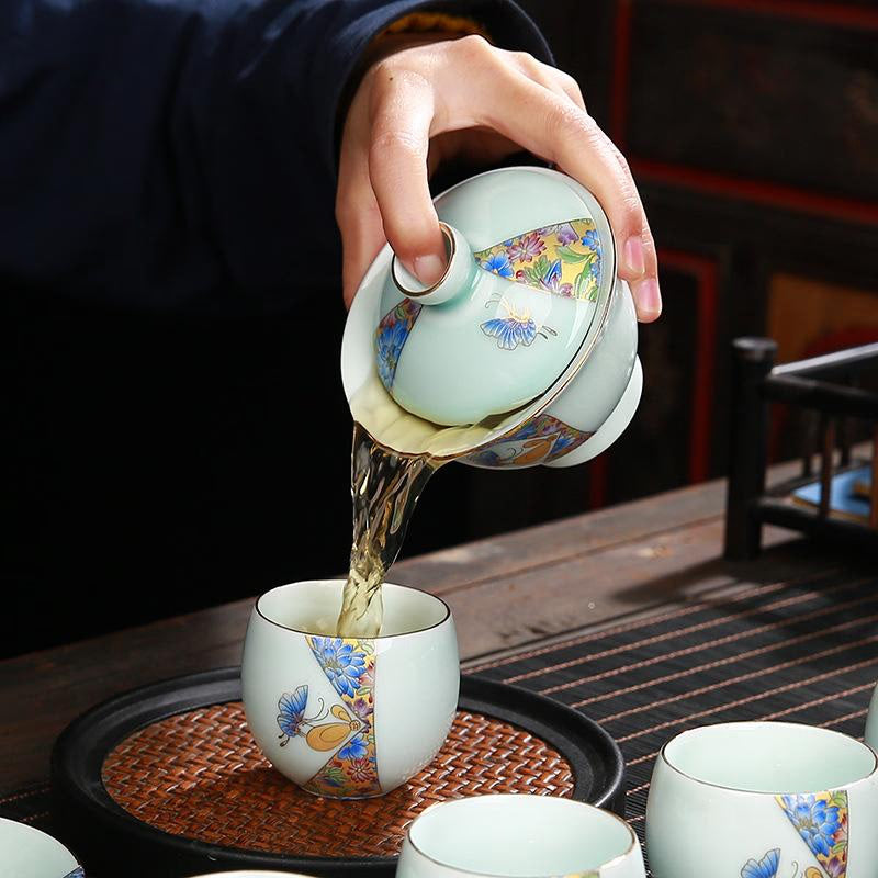Hand Painted Gaiwan Tea Set Ceramics Kung Fu Teacup Tea Bowl Porcelain Teapot Tureen for Travel Teaware Drinkware Accessories acacuss