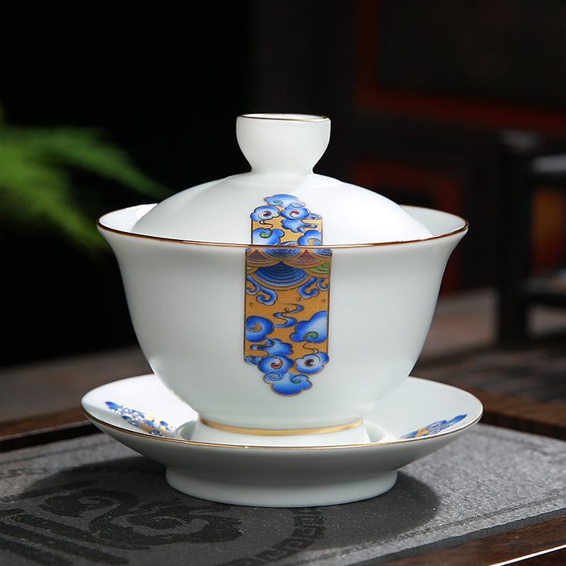 Hand Painted Gaiwan Tea Set Ceramics Kung Fu Teacup Tea Bowl Porcelain Teapot Tureen for Travel Teaware Drinkware Accessories acacuss