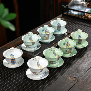 Hand Painted Gaiwan Tea Set Ceramics Kung Fu Teacup Tea Bowl Porcelain Teapot Tureen for Travel Teaware Drinkware Accessories acacuss