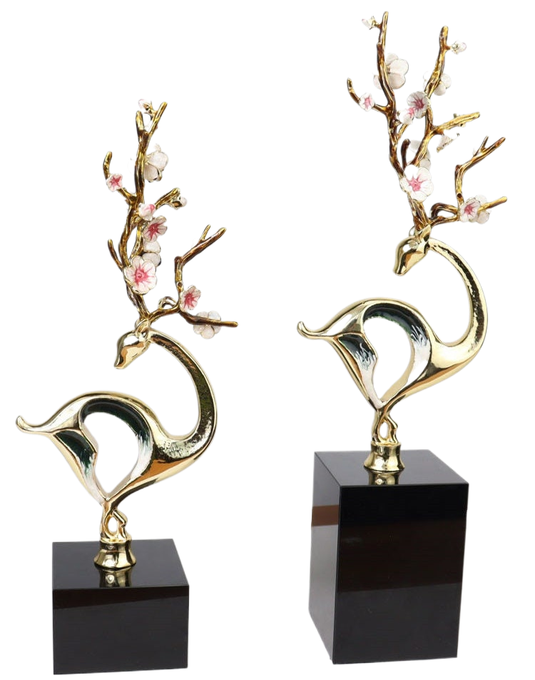 Hand Painted Light luxury enamel sika deer decorations creative living room home TV cabinet wine cabinet decorations - acacuss