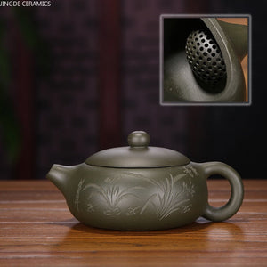 Hand Painted Orchid Pattern Tea Set Kettle Yixing Handmade Purple Clay Tea Pot Tea Ceremony Xishi Teapot Tea Ceremony Gifts acacuss