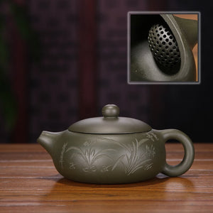 Hand Painted Orchid Pattern Tea Set Kettle Yixing Handmade Purple Clay Tea Pot Tea Ceremony Xishi Teapot Tea Ceremony Gifts acacuss