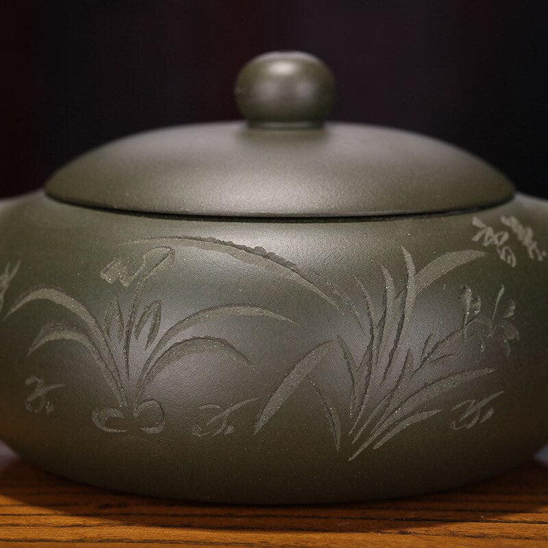 Hand Painted Orchid Pattern Tea Set Kettle Yixing Handmade Purple Clay Tea Pot Tea Ceremony Xishi Teapot Tea Ceremony Gifts acacuss