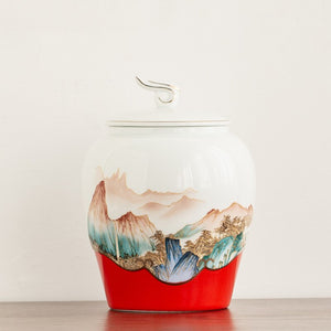 Hand-painted Sealed Ceramics Tea Caddy Household Dried Fruit Snacks Storage Tank Travel Tea Boxes Oolong Tieguanyin Containers acacuss