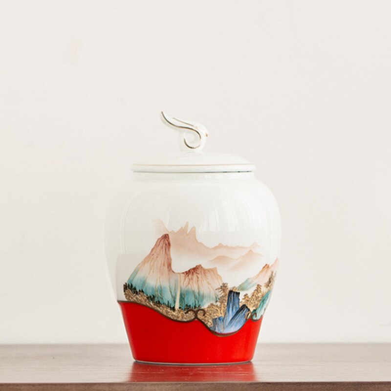 Hand-painted Sealed Ceramics Tea Caddy Household Dried Fruit Snacks Storage Tank Travel Tea Boxes Oolong Tieguanyin Containers acacuss