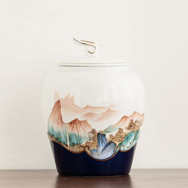 Hand-painted Sealed Ceramics Tea Caddy Household Dried Fruit Snacks Storage Tank Travel Tea Boxes Oolong Tieguanyin Containers acacuss