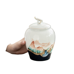 Hand-painted Sealed Ceramics Tea Caddy Household Dried Fruit Snacks Storage Tank Travel Tea Boxes Oolong Tieguanyin Containers acacuss