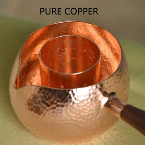 Handcraft Pure Copper Teapot Kettle Coffee Tea Pot with Handle Water Boiler Hammer Pattern Drinkware acacuss