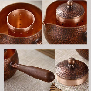 Handcraft Pure Copper Teapot Kettle Coffee Tea Pot with Handle Water Boiler Hammer Pattern Drinkware acacuss