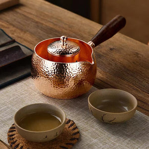 Handcraft Pure Copper Teapot Kettle Coffee Tea Pot with Handle Water Boiler Hammer Pattern Drinkware acacuss