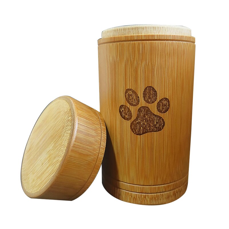 Handmade Bamboo Pet Urns Dog Paw Cat Foot Pattern Cremation Ashes Urn Keepsake Casket Columbarium Urns for Cat Dogs Accessories acacuss
