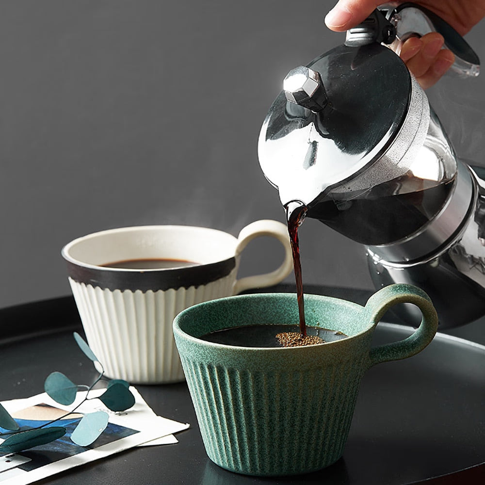 Handmade Ceramic Coffee Mug Retro Style Pottery Cups 320ml Milk Oat Breakfast Cup Heat Resistant Creative Gift for Friends acacuss