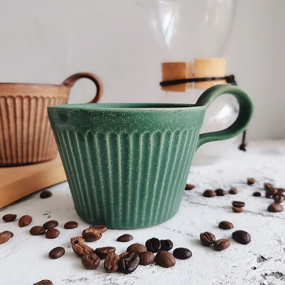 Handmade Ceramic Coffee Mug Retro Style Pottery Cups 320ml Milk Oat Breakfast Cup Heat Resistant Creative Gift for Friends acacuss